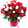 Florero 40 Rosas Rojas y Blancas