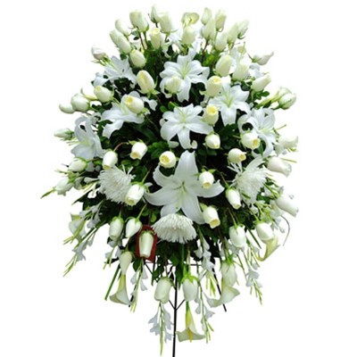 Flores Grandes Condolencias con Rosas Blancas