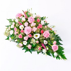 Flores Condolencias Cubre Urna Mix con 6 Rosas Rosadas