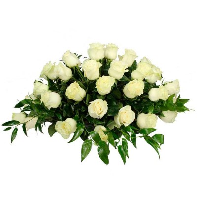 Flores Condolencias Ovalo de 40 Rosas Blancas