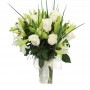 Flores Condolencias Florero 10 Liliums y 12 Rosas Blancas