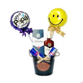 Cubeta 1 Whisky Ballantine's con 2 Energéticas Red Bull y 2 Globos para el Día del Padre
