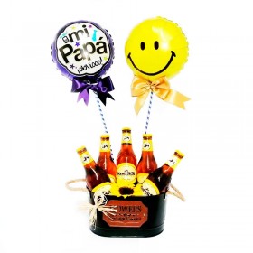 Cubeta de cinco Cervezas Kross Golden 330 cc más 2 Globos para el Día del Padre