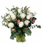 Florero condolencias 12 Rosas Blancas y Astromelias