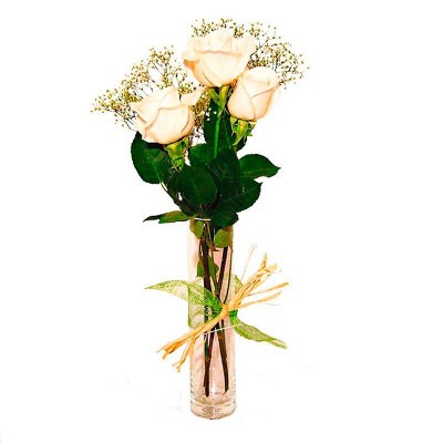 Flores Condolencias Florero Presencia 3 Rosas Blancas