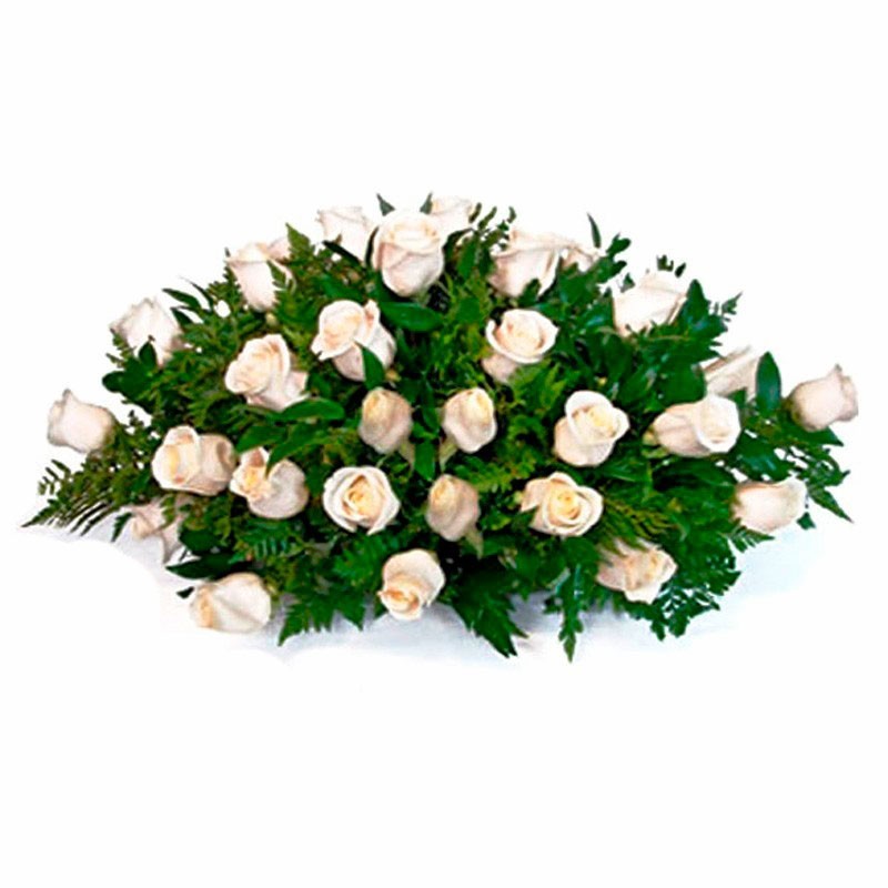 Flores Condolencias Ovalo de 35 Rosas Blancas