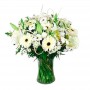 Flores Condolencias Florero de Gerberas y Liliums Blancos