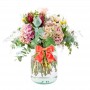 Florero con flores Rústicas con 4 Hortensias 10 Proteas y Eucalipto